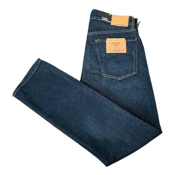 7 For All Mankind Men's Straight Jeans - Dark Blue - Picture 3 of 11